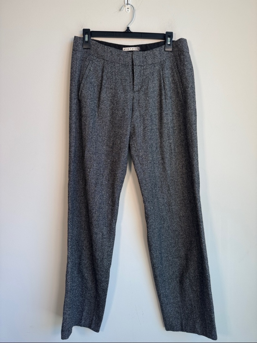 Alice + Olivia Wool Trousers in Black / Gray- 6